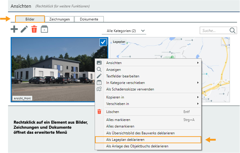 BZD Lageplan deklarieren